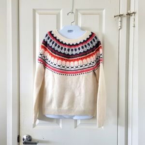 GAP | Ivory/Multicolor Fair Isle Mohair Wool Blend Pullover Knit Sweater